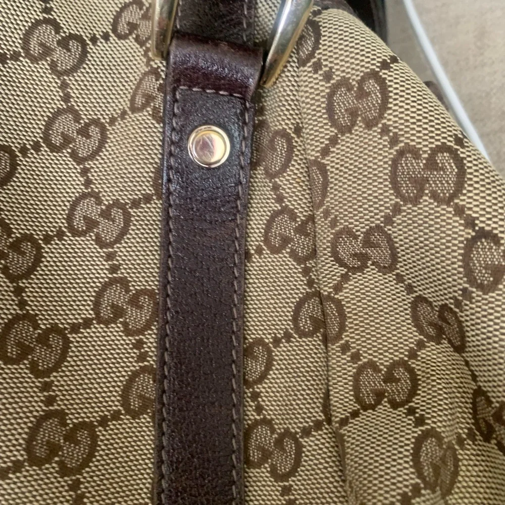 100% Authenic Gucci canvas shoulder bag with brown leather trim… preloved … - Picture 11 of 16